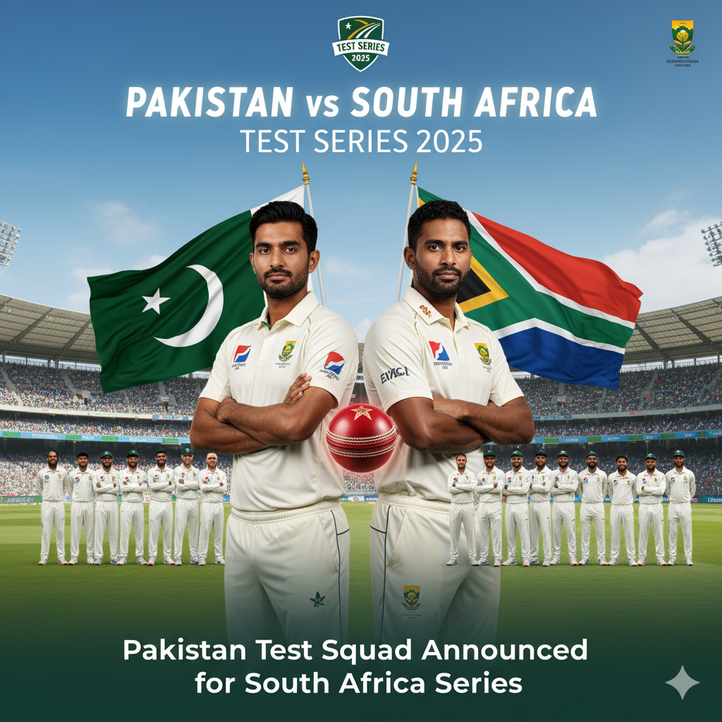 Pakistan Announce 18-Member Test Squad for South Africa Series 2025 Shan Masood to Lead Full Details & Analysis